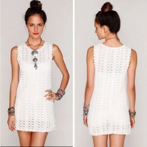Free People ✨Beach✨Bohemian✨White✨Sleeveless ✨Crochet✨Festival Shift Dress✨XS✨
